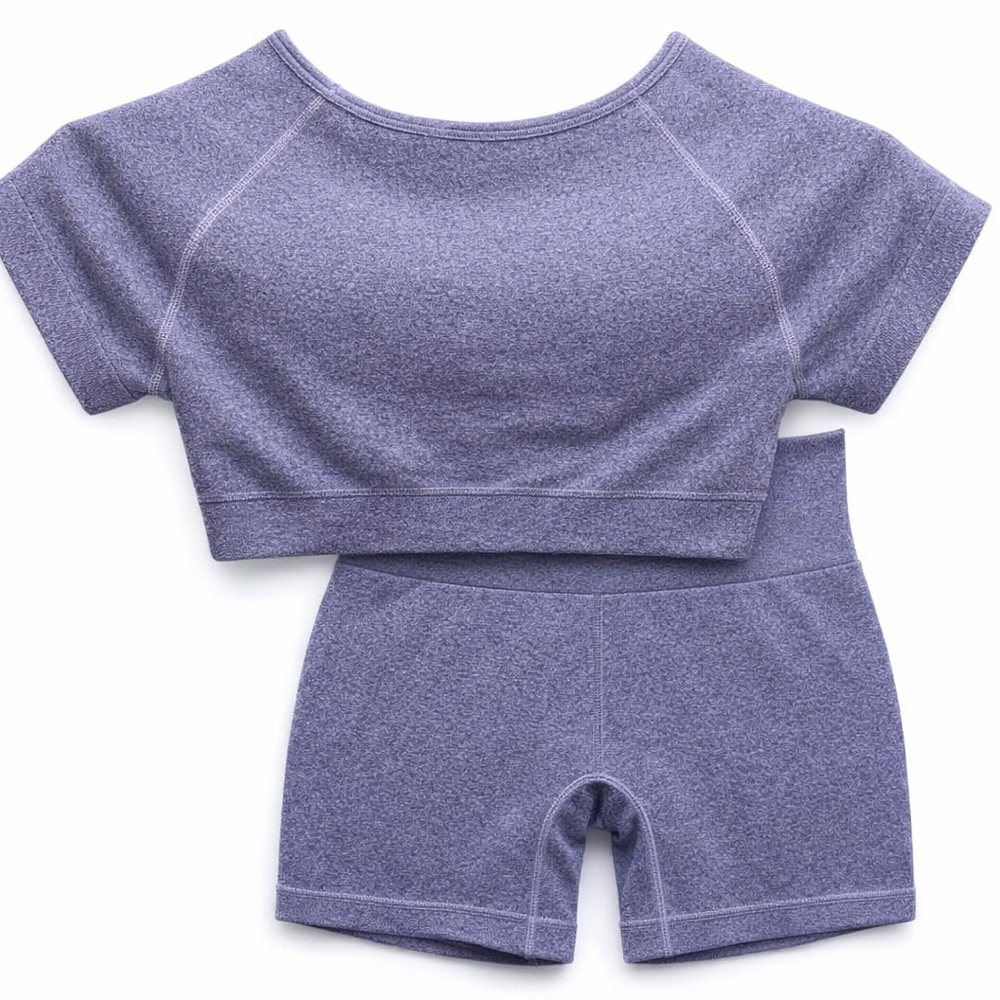 OQQ Purple Cropped Top and Shorts Set